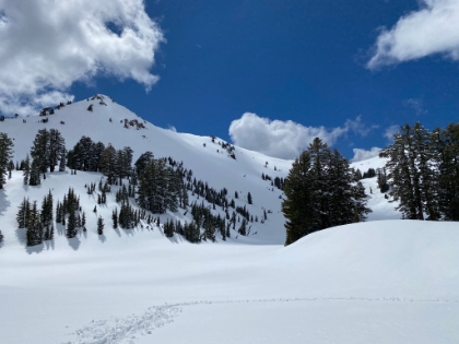 Time to start heading back down now. We could quite literally follow in our own footsteps the whole way down.