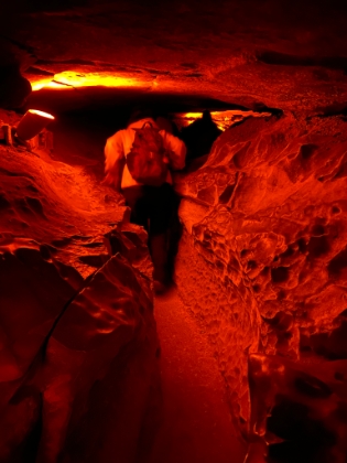 Walking through the section known as "Fat Man's Misery". It's definitely a tight squeeze for some folks.