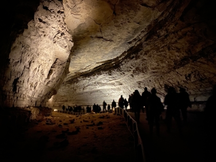 Back on Broadway on our way out. As you can see, it was a large tour group. The more extreme tours (lantern led, belly crawling through mud, etc) were unfortunately only open during the Summer.