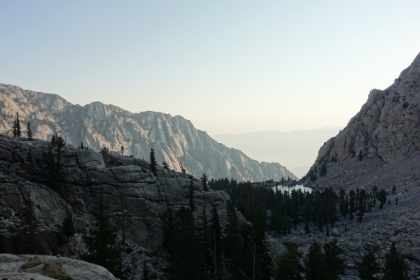 Looking down at Lone Pine Lake still early in the morning. I've been making great time so far.