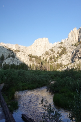 The creek and meadows at Bighorn Park with Thor Peak in the background.