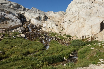 The cascades flowing below Trail Camp.