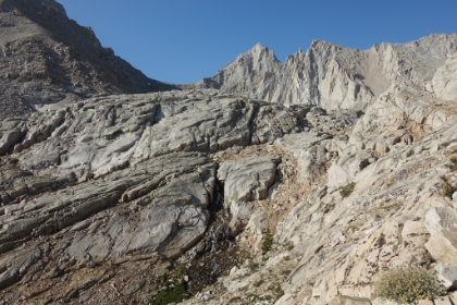 Looking down at the same cascades from higher up. Amazing how they flow right out of the granite.