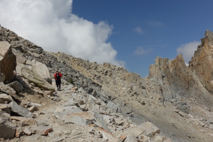 Finally almost to Trail Crest. But I'm also starting to see big puffy clouds for the first time today. Looks like the storm is starting to move in.
