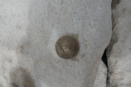 Official summit marker. I have traditionally seen 14,494' as the elevation, but 14,505' seems to be all over the place now. I'm not sure what accounts for the difference, and the ranger at the visitor center didn't know either.
