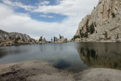 I took the detour out to Lone Pine Lake, which I hadn't done on the way up. It's a beautiful little lake hanging on the edge of the granite.