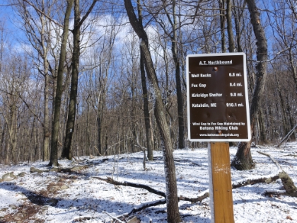 On the Appalachanian Trail for my first time! There had been a light snow the night before, which made the morning a little more interesitng. The winds were howling 30-40 mph, and temps were in the teens, which definitely made things more fun.