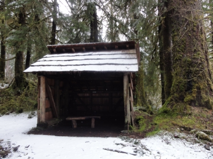 A little shelter near the Happy Four backpacking campsite.