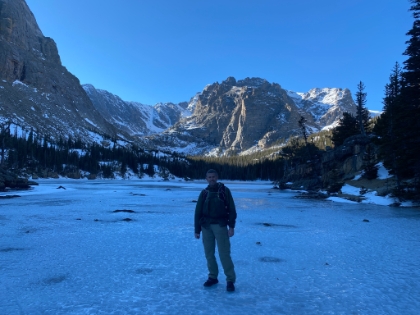 A couple folks came along to take a picture of this goofy guy. I think this was my first time walking out onto a frozen lake. I was definitely a little more nervous about it than the locals!!