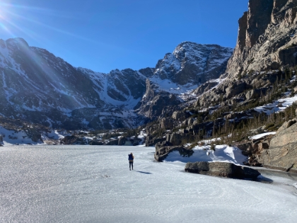 The payoff at the top was the aptly named Lake of Glass. Yet another jaw dropping vista. And there was actually someone ahead of me walking straight across the frozen lake. I wasn't quite so confident in crossing. It looked a little thin in the middle, and I don't know how to "read ice" like the locals.