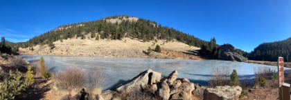 Panorama of Elk Falls Pond.