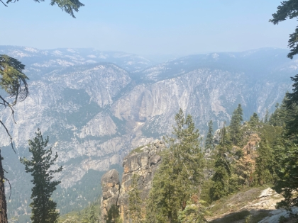 The ghost of Yosemite Falls. You can see the lighter color area on the rock where it would normally be, and then dark black to the left caused by the spray.