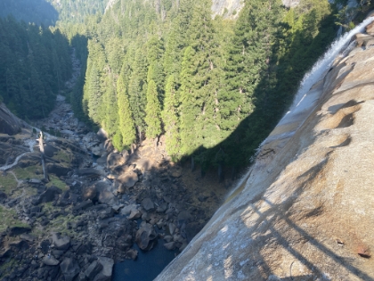 Looking down the face of Vernal Fall.