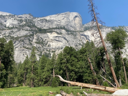 On the morning of our last full day, we drove into the Valley and headed out towards Mirror Lake. Here we have nice views of North Dome and Washington Column as we get started.