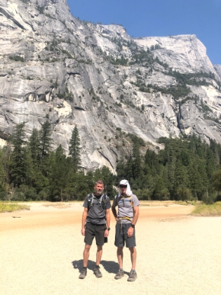 Dr. Rock and I standing on the dry lake bed as we head back down the other side of the loop.