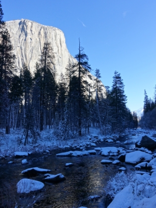 El Capitan and Clouds Rest above the Merced.