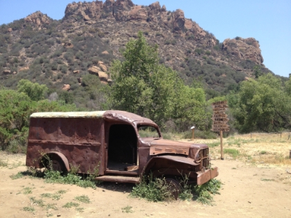 Malibu Creek is where the M A S*H TV show was filmed in the 70s. There's a small historic site here with remains of some of the vehicles used on the original set.