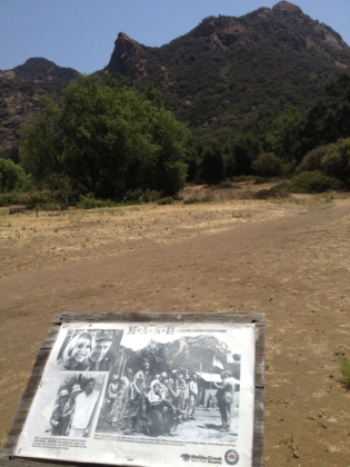 Signage showing the cast and crew at this exact spot almost 40 years ago.