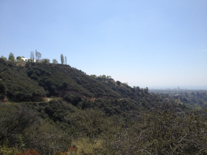 A view from the road on the opposite edge of Rustin Canyon from Will Rogers. The house at the top of the hill is that one that I always see in the distance from Inspiration Point in Will Rogers.