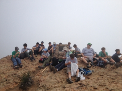 It's crowded though with a Boy Scout troop on the peak.
