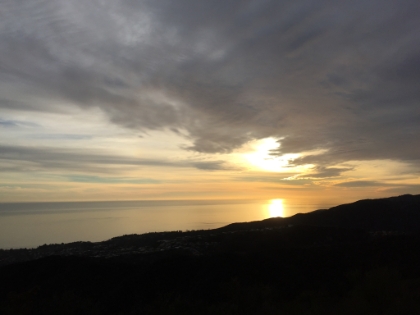 View from the top on another trip as the sun is getting low over the Pacific.