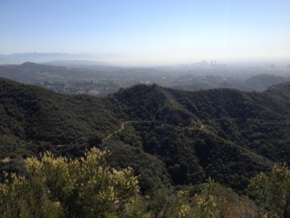 Looking down at the Backbone trail on the other side of the canyon.