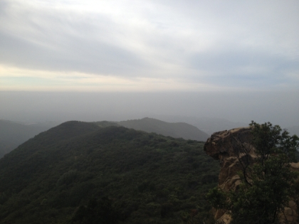 The view from on top of Skull Rock on an overcast day.
