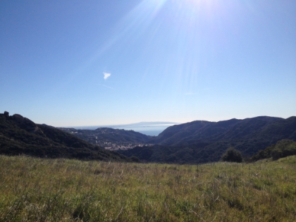 On a different day, coming up the fireroad with distant ocean view.