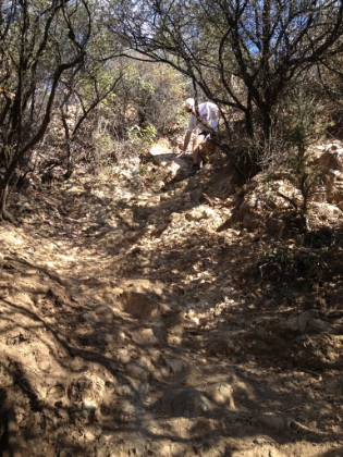 Dr. Rock makes his way down a crazy section of trail. It reminds me of Iron Mountain.