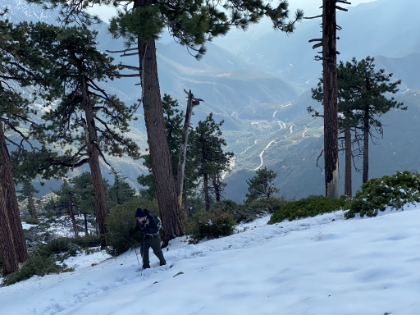 The snow is solid as we near 7,000' feet with the valley floor now far below us. We definitely didn't anticipate hitting this much snow.