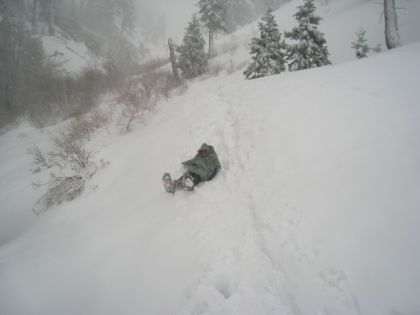 Dad after a mini wipeout. He only had a few small wipeouts for the day though. He did very well!