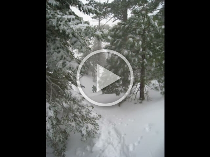 A look at my dad making is way up a section of trail near the saddle. I think he would agree that climbing uphill in fresh powder is tough work!