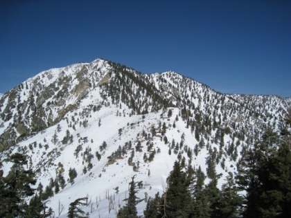 The first view of my destination. Telegraph Peak is actually the second from the left. It's funny how elevations can be deceiving from a distance. It also looks like I will be dropping down a ways before starting the steep climb up, which is never fun.