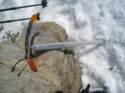 A look at my nifty new Black Diamond ice axe with pick and adze covers. I still need to get a leash though. For some reason, I lost track of time on the summit today (45 minutes went by!). Probably because it was so warm today. Normally it's too cold to sit still for long. The time is now 2:15pm, and I'm headed back down. I don't take too many pictures from here on out, given that I'm in a hurry to get back by dark.