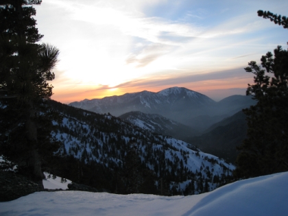 Another sunset shot. The orange sky was amazing. Unfortunately, it is now after 7:00pm and I have a long ways yet to go. I had told friends and family I would be down by 7:30pm and I knew I wouldn't be close to that. How could I let them know I was OK before they called in the troops? I have zero cell phone coverage here. My only hope was to make it back to the fire road by 7:30 and hope for cell coverage there. Fortunately I did make it back to that point not too far past 7:30, and I did manage to get a couple txt messages out. I put on my headlamp and prepared to keep trekking in the dark. I am now completely out of food except for a few more gel blocks, which I am entirely sick of by now. In fact, for some reason I'm starting to feel a bit sick to my stomach (dehydration? not enough food? don't know).