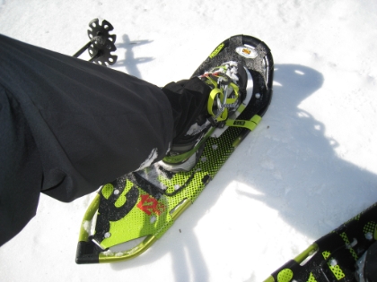 A look at my Atlas 12 snowshoes (25"). I ended-up with these after quite a bit of research. These are the equivalent to technical trail running shoes. Specially designed for mountain trail snowshoeing with aggressive crampons, heel lifts, spring loaded suspension, etc., etc. The best part is the Wrap-Pro bindings, widely regarded as the best snowshoe bindings out there. The Atlas 12s are awesome and are definitely worth the investment already.