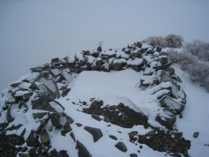 Backpackers built a tent shelter on Pine Mtn at some point. It's quickly filling with snow.