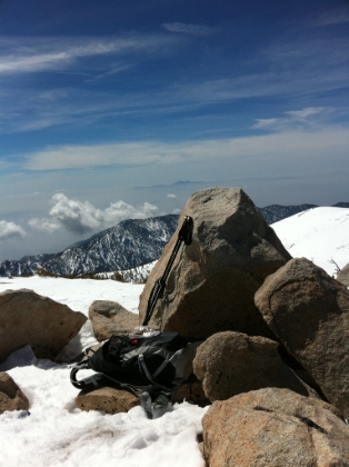 Made it!! I couldn't find the summit marker in the snow, so this rock is my offical summit marker for the day.