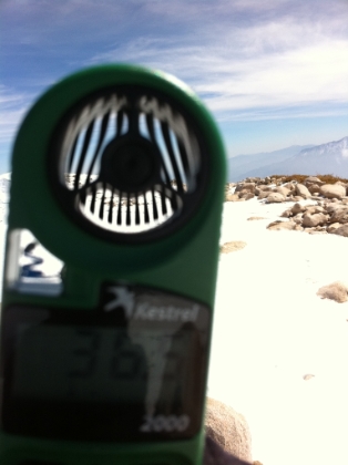 It was a bit chilly on top when the wind kicked-up, but not too bad. Overall, just about picture perfect weather. I ended-up sumitting about a half hour before my safe turnaround time, and almost an hour before things would have starting getting dicey. The exploratory mission last time definitely paid off, I made great time today. I spent a half hour on top and probably would have stayed longer if it was a little warmer. I headed back down with plenty of time before sundown and the least sense of urgency of any trek I've had in a while. Definitely a different feeling for me, almost anti-climatic.