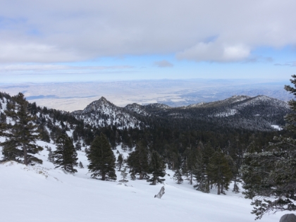 Looking down at the Cochella Valley far below. A slip here could mean a long slide back to Round Valley.