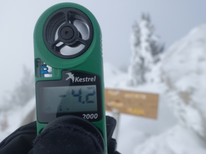 The thermometer always makes for one of my favorite pictures. -4.2 degrees including wind chill.