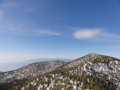 A view of the San Jacinto summit with San Gorgonio in the background from my spot near Jean Peak.
